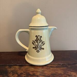Vintage Pfaltzgraff Stoneware Coffee Tea Pot Village‎ Pattern 10" USA #6-550